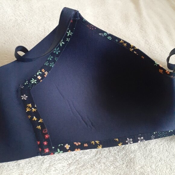 Knix Women's Size 7 Navy Floral WingWoman Contour Wireless Lightly Padded Bra - Picture 3 of 7